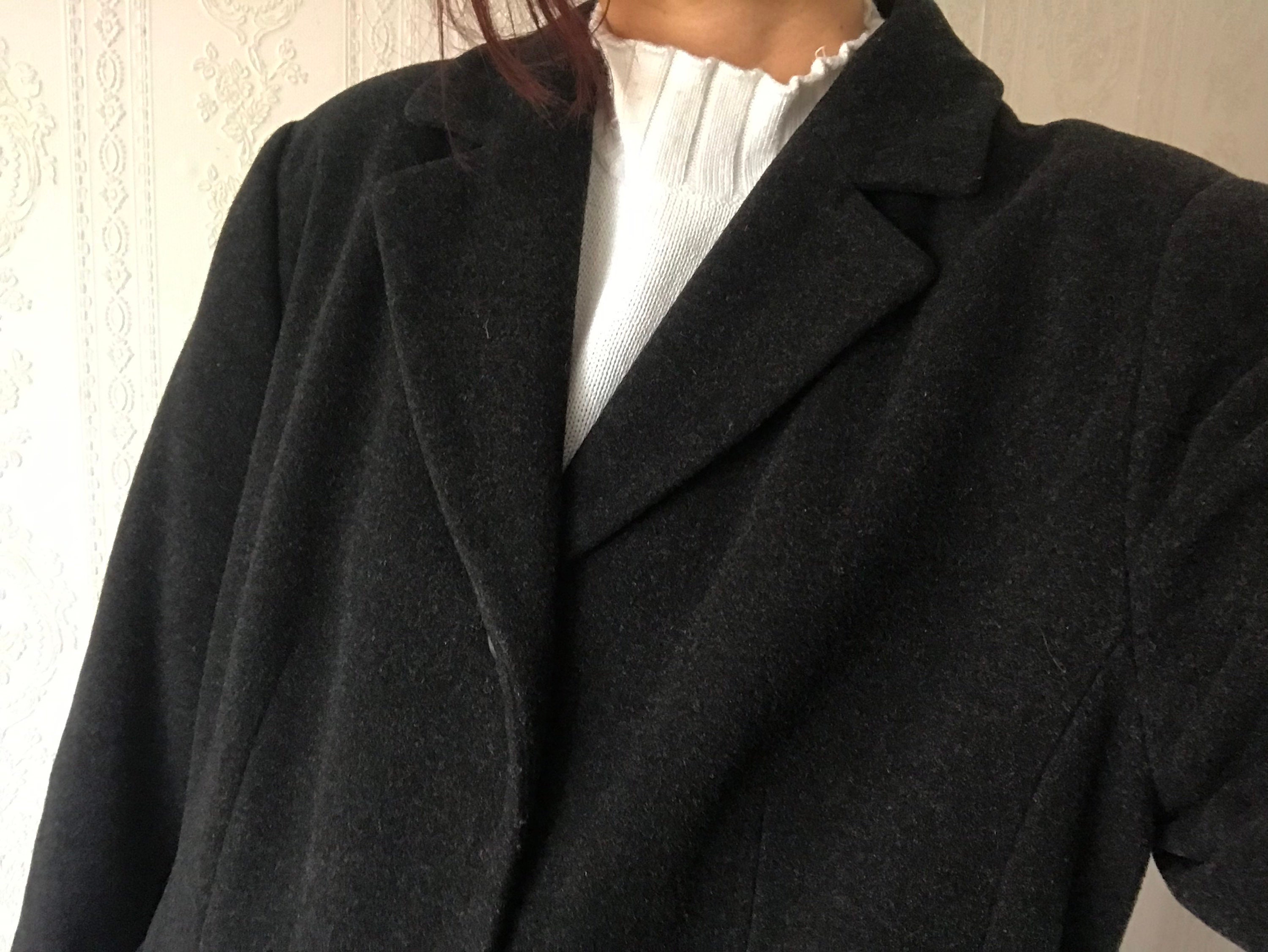 Vintage Anthracite Cashmere Blend Coat/ M - Petite L