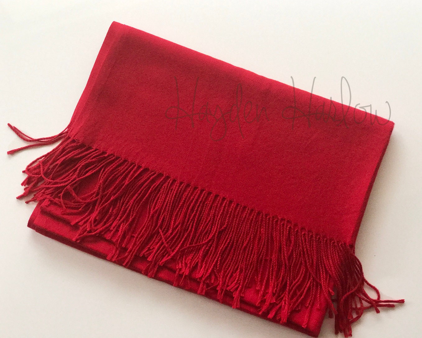 Warm Winter Wool Blend Pashmina Shawl True Red Bridesmaid Gift, Wedding Favor, Bridal Party Gift - Monogrammable Sorority