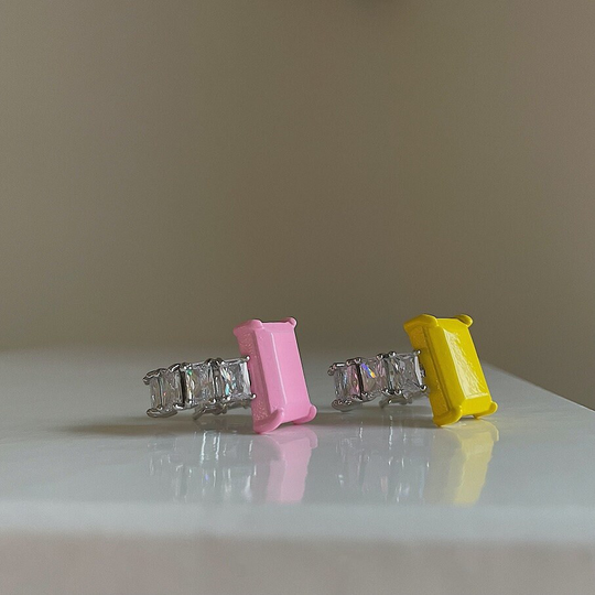 Cute Rings, Trendy Colorful Funky Y2K Enamel Ring, Chunky Thumb Baguette Silver Summer