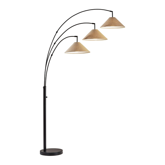 Metal 3 Light Cone Shade Adjustable Braxton Arc Floor Lamp: Metallic by World Market