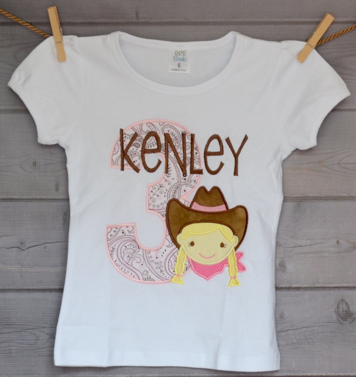 Personalized Birthday Cowgirl Applique Shirt Or Bodysuit Girl Boy