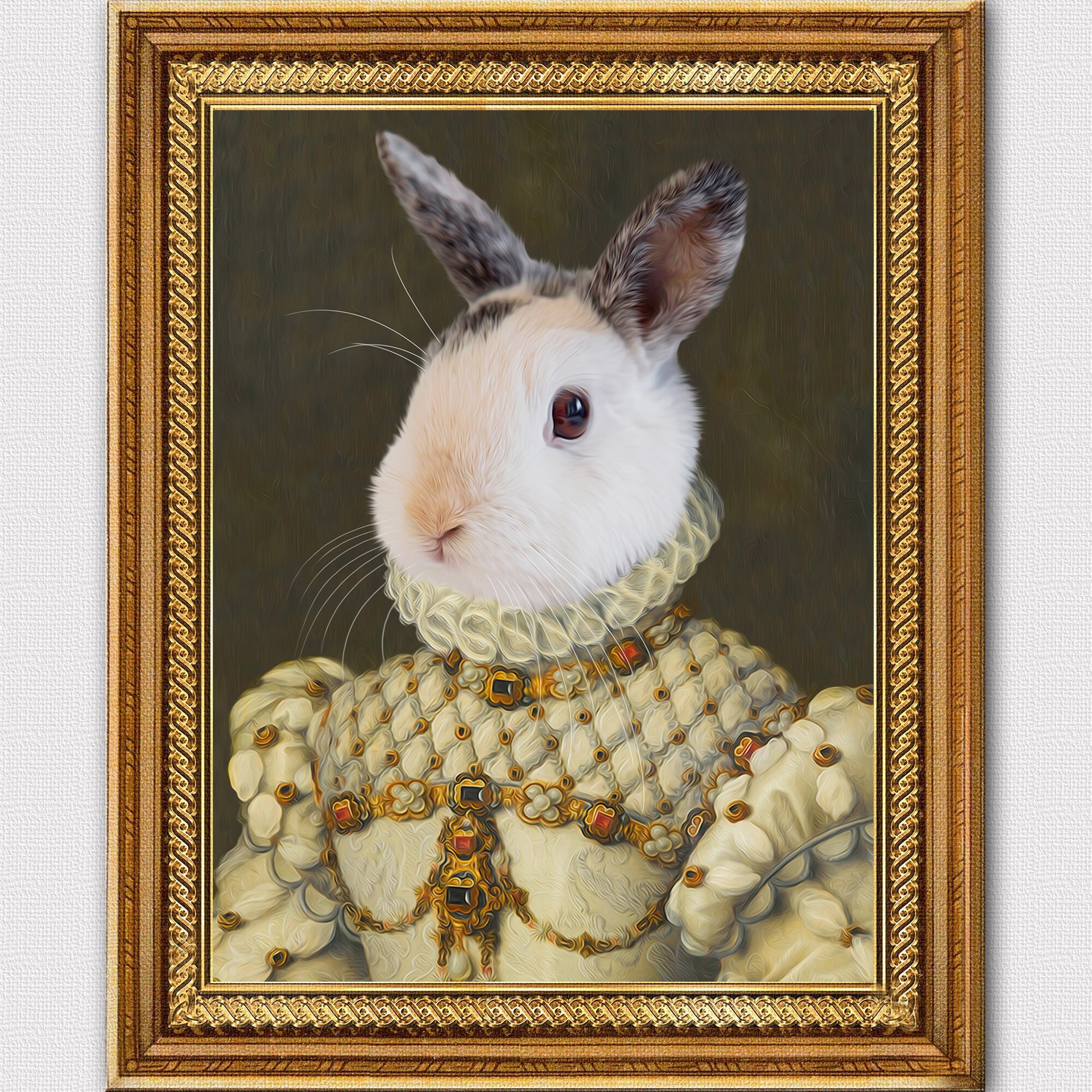 Custom Rabbit Portrait, Gift, Funny Gifts, Canvas, Pet Canvas, Funny Gift, Pet Lover Gift, Pet Portrait