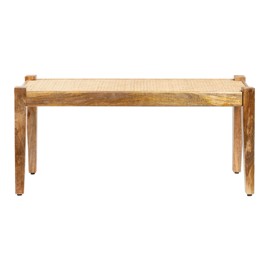 Wood and Rattan Cane Astrud Bench: Natural by World Market