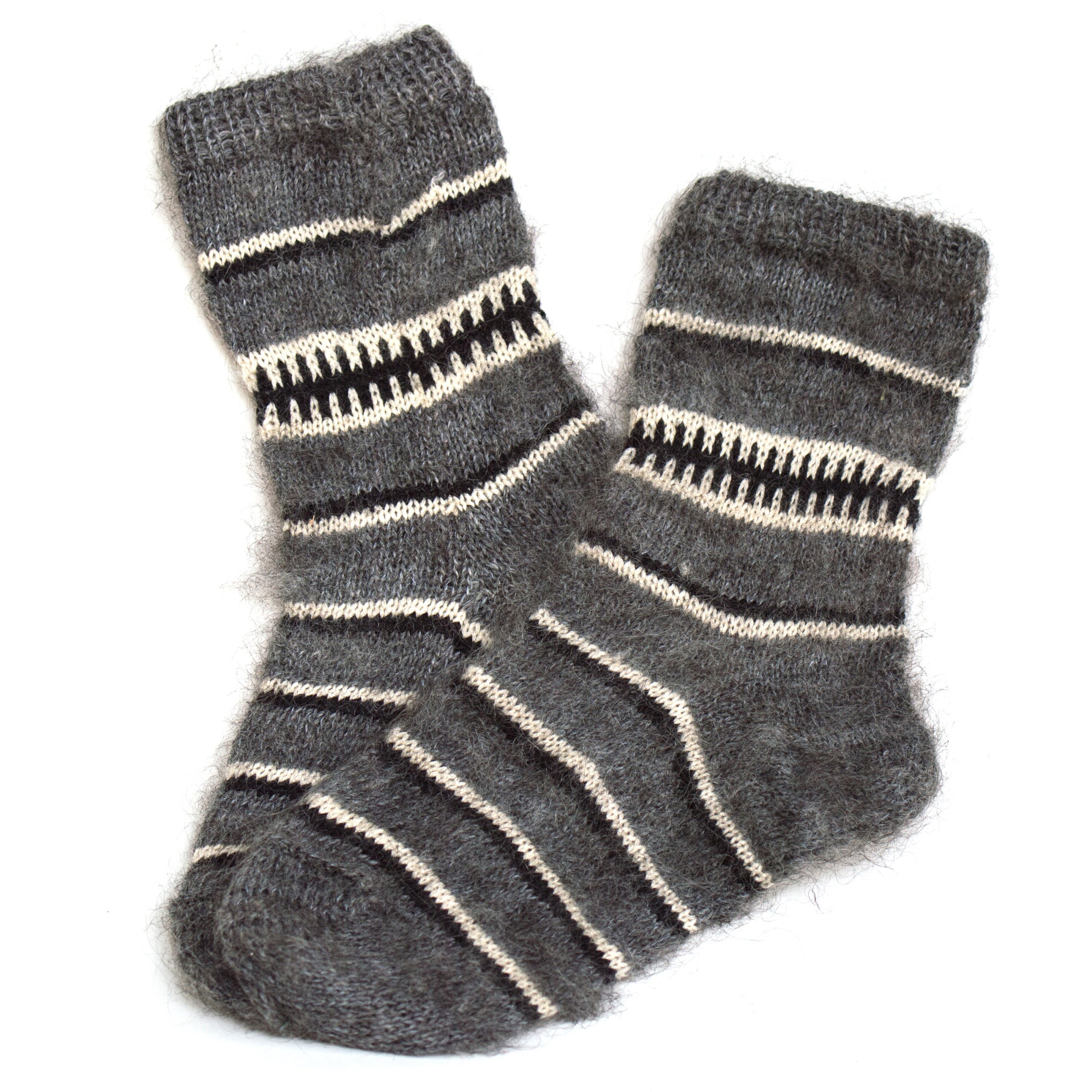 Orenburg Goat Down Fuzzy Socks For Women & Men - Natural Wool Soft Hand Knitted Socks, Eu 38-42/Us 6-9