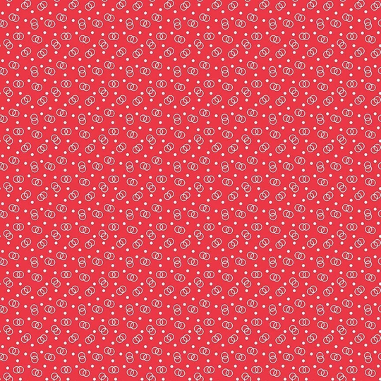 Lori Holt Cook Book Fabric By Riley Blake - Red & White Ring Toss The 1/2 Yard Or Fat Quarter