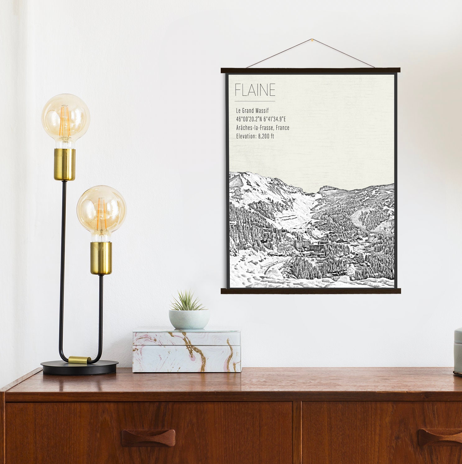 Flaine Le Grand Massif France Ski Resort Print | Hanging Canvas Of Printed Marketplace
