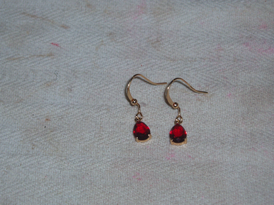 11.00 Carats, Red Ruby Faceted Tear Drop Gemstone, 18K Yellow Gold Filled Earrings