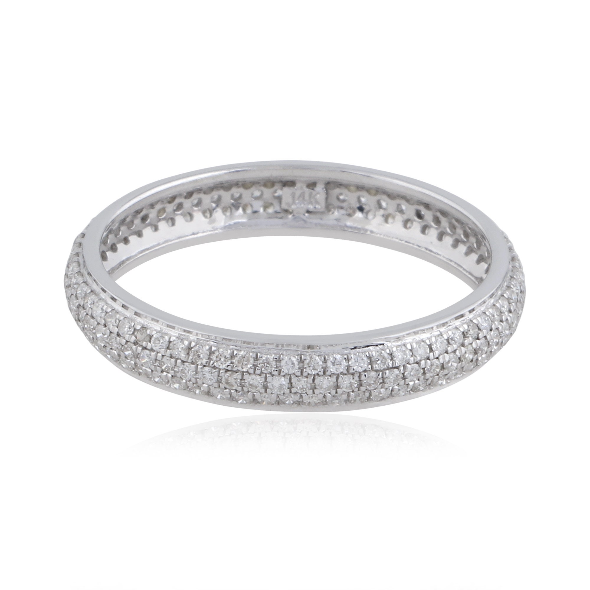 Diamond Band Ring, Solid 14K Gold Hot Sale Party Wear Eternity Band Hi Color Si Clarity Diamond Women Jewelry