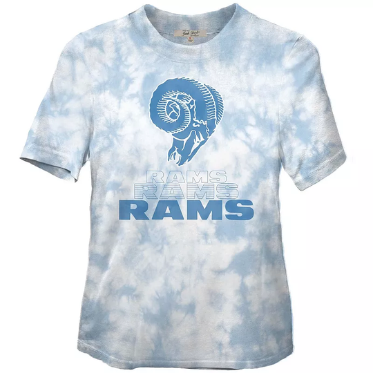 Women's Junk Food Royal Los Angeles Rams Team Spirit Tie-Dye T-Shirt, Size: Medium, Blue