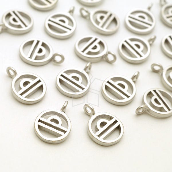 Pd-2244-Ms/4 Pcs - Zodiac Sign Symbol Charms, Constellation, Libra, September, October Birthday, Matte Silver Plated Over Brass 7.4mm