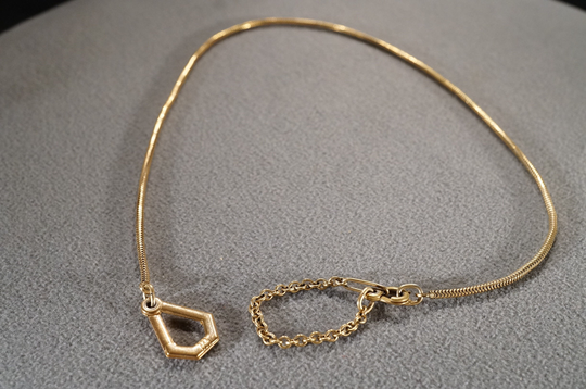 Vintage Art Deco Style Yellow Gold Tone Rope Design Adjustable Necklace Jewelry K#33