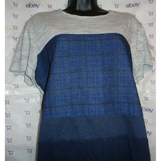 $48 Sieg Fahrenheit 100 gray blue blend tee shirt small soft textured fabric top