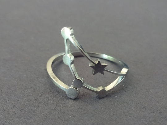 Stainless Steel Capricorn Ring, Adjustable Constellation Zodiac Astrology Horoscope Earth Element Zodiac, Dec 22-Jan 19