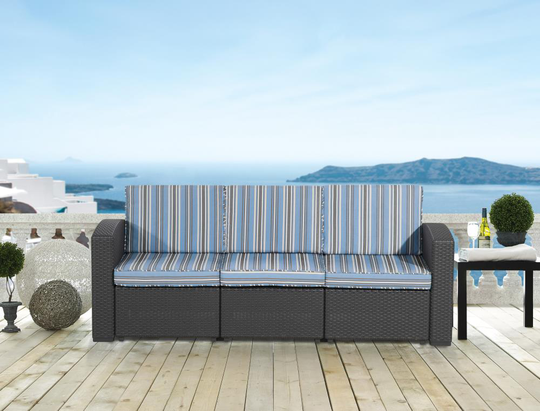 Relax A Lounger Casual Stripe Polyester/Blend Sofa in Blue | LSSA278STR