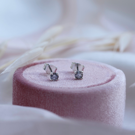 Salt & Pepper Diamond Stud Earrings Gray Tiny Studs