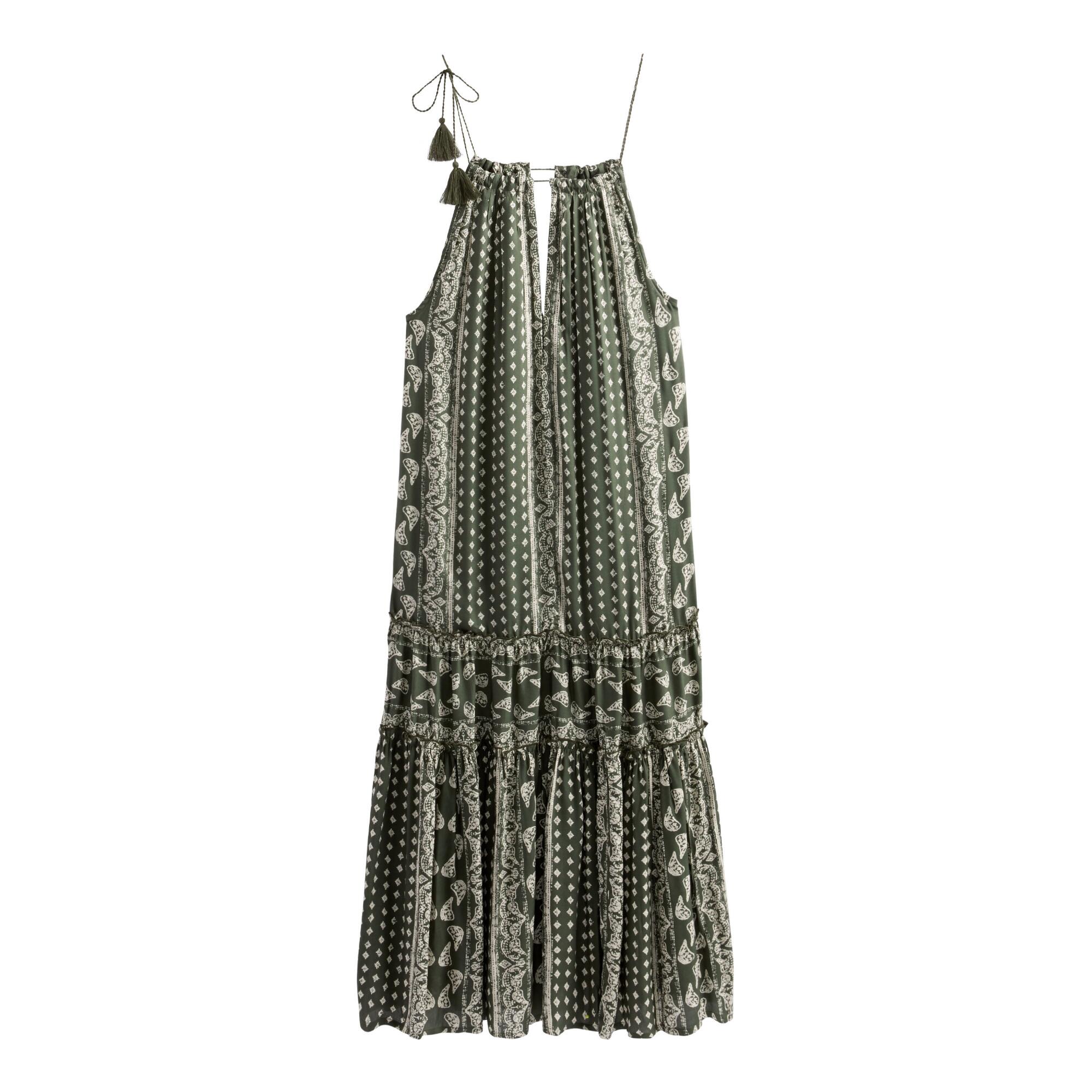 Olive Green And White Paisley Estrella Halter Dress - Large by World Market