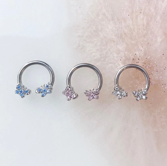 Butterfly Horseshoe Hoop For Septum, Daith, Conch, & Cartilage Piercings. 16 Gauge. 5/16"