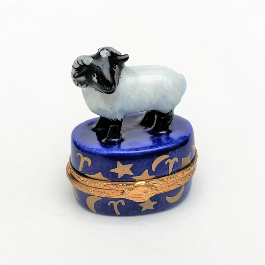 Limited Edition Artoria Limoges Porcelain Aries Zodiac Sign Trinket Box
