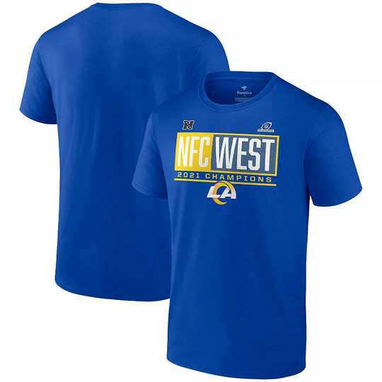 Men's Fanatics Branded Royal Los Angeles Rams 2021 NFC West Division Champions Big & Tall Blocked Favorite T-Shirt, Size: 4XLT, Blue