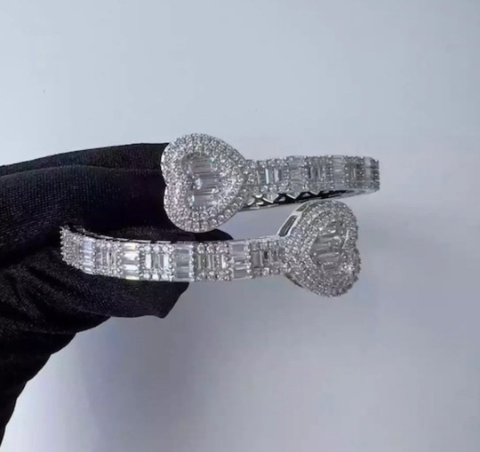 Baguette Square Bracelet Bangle, Open Rhinestone Bangle