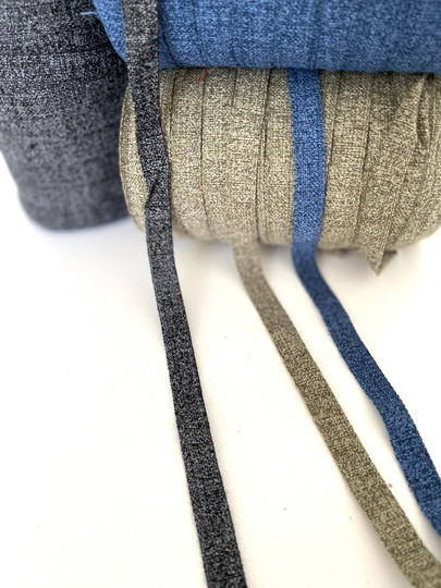 2 Yards - Vintage Cotton Tweed Blend Tape, Reversible Soft Multi Colors, Straps. Yards in 4 Colors