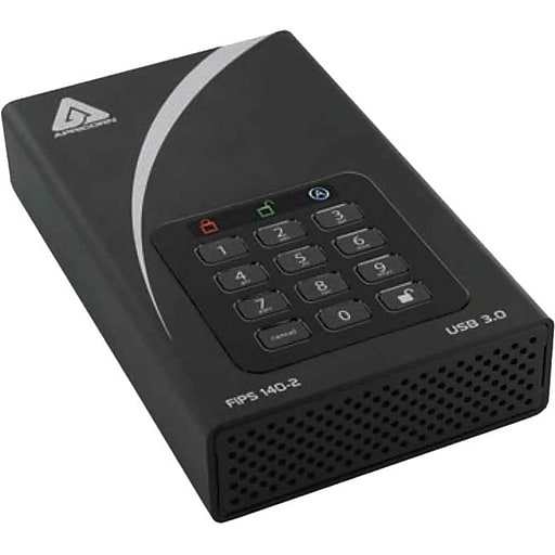 Apricorn Aegis Padlock DT 2TB USB 3.0/USB 2.0 External Hard Drive, Black (ADT-3PL256F-2000)