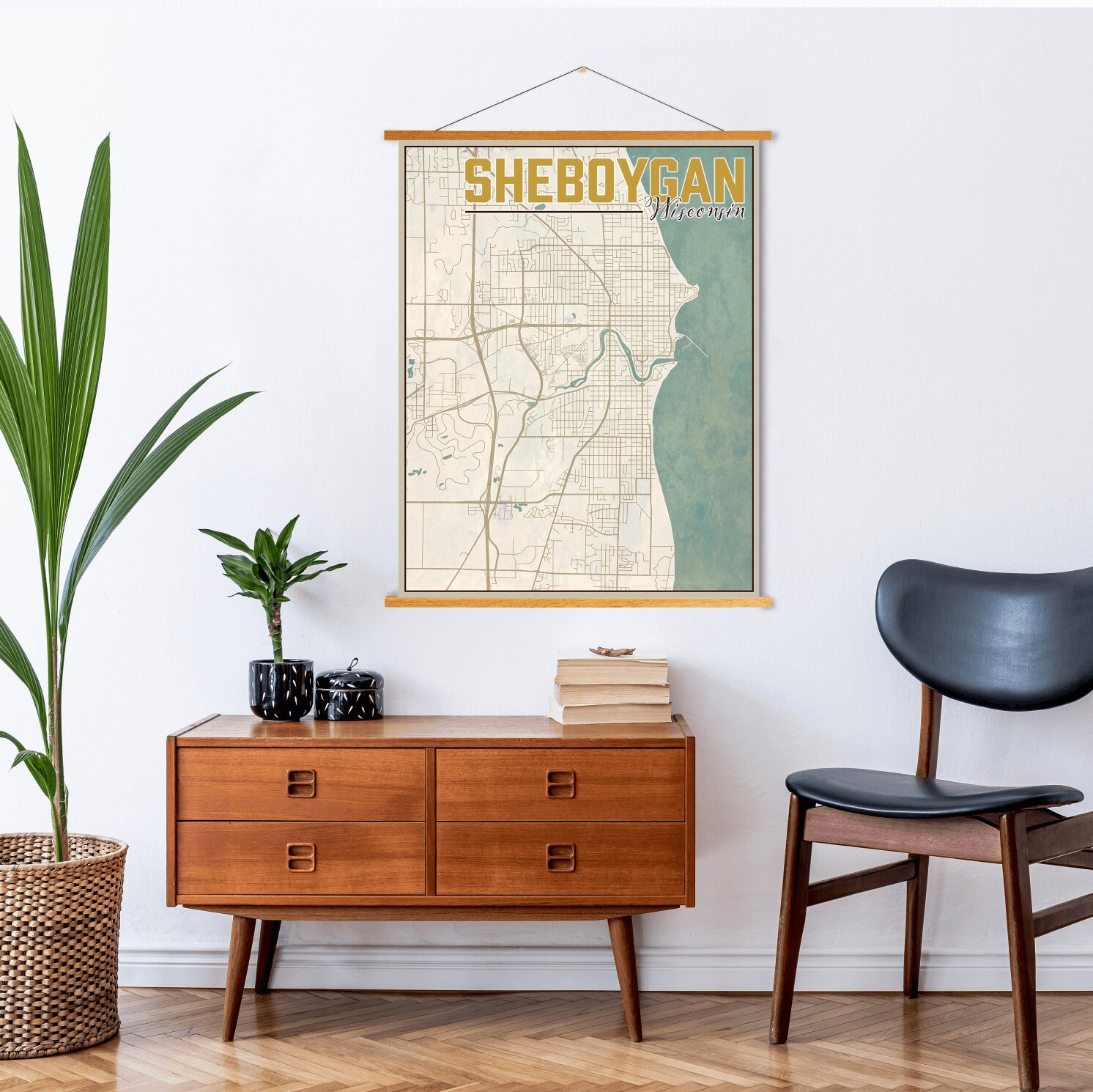 Sheboygan Wisconsin City Street Map | Hanging Canvas Of Printed Marketplace
