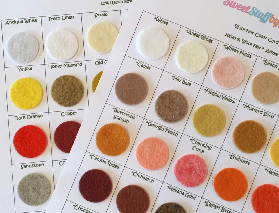 Wool Blend Felt-Color Chart-Fabric Swatches-Felt Swatches-Wool Fabric Samples-Merino Wool-Wholesale-Planner Clip Supply-Hair Bow Making-Felt