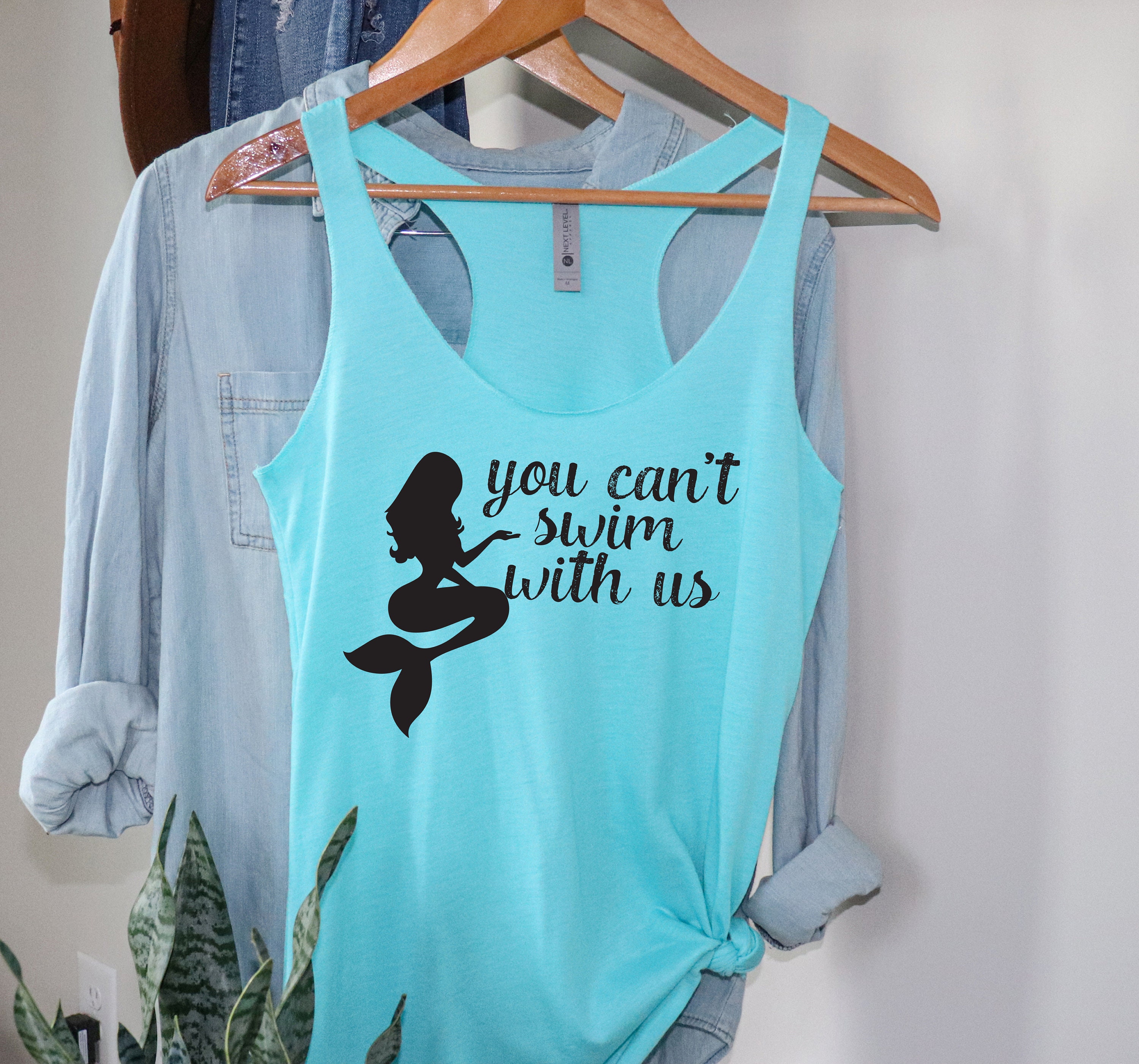 Tank Top Women Funny Mermaid Triblend You Cant Swim With Us Tank. - Beach