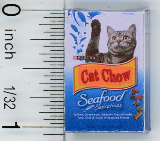 Dollhouse Miniature Box Of Seafood Flavored Cat Food By Cindi's Minis