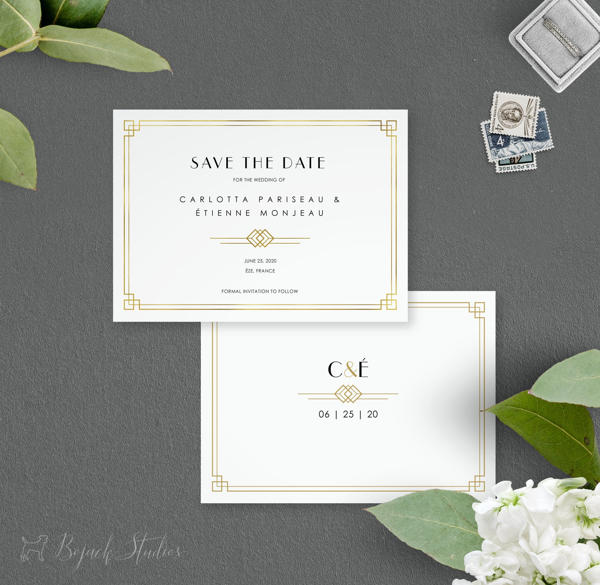 Save The Date Card, Art Deco Date, Our , Gatsby Wedding, Wedding Std, Custom Carlotta