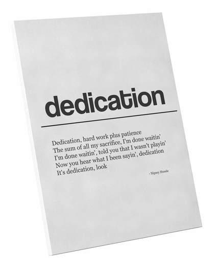 Dedication Canvas, Nipsey Hussle Lyrics Hypebeast Hip Hop Typography Wall Art, Minimalist Music Canvas