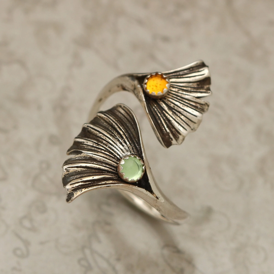 Gingko Leaf Ring Sterling Silver, Personalized Rings For Women, Handmade Jewelry, Adjustable Ring, Jewelry Her, Mothers Day