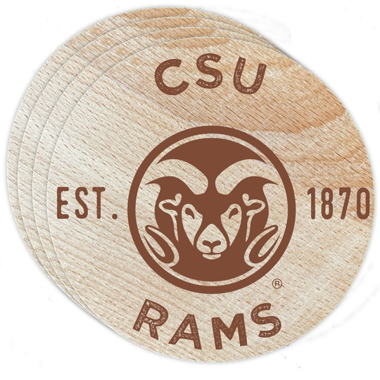 Colorado State Rams Wood Coaster Engraved 4 Pack