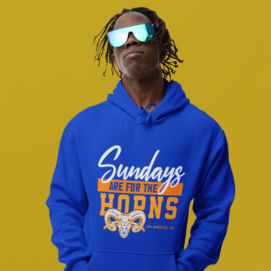 Sundays Are For The Horns Sports Memorabilia Vintage Ram Style Classic La Dri-Power Unisex Adult Hoodie Sweatshirt - Made in Usa