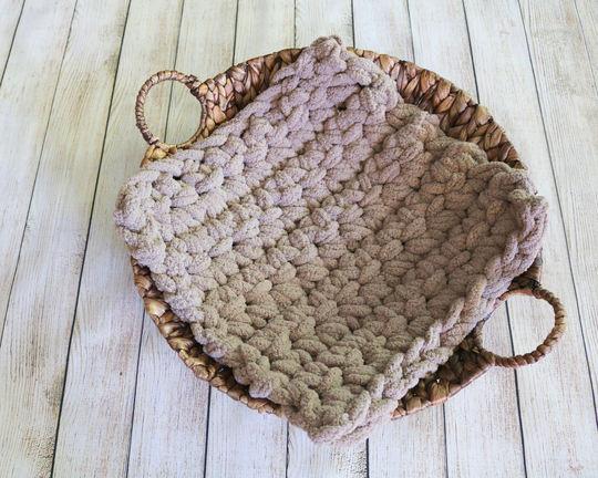 Newborn Bump Blanket 15 Colors Gender Neutral Photogaphy Photo Prop Baby Girl & Boy Chunky Crochet Mat Knit Layer Filler Light Brown Taupe