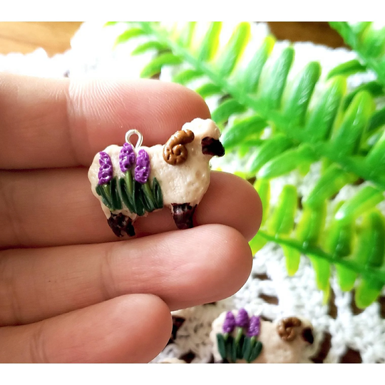 Preorder Lavender Ram Spring Nature Knitting Crochet Progress Keeper; Food Kawaii Charm; Stitch Marker; Polymer Clay Charms