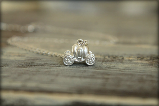 Cinderella's Carriage Necklace, Available in Silver Or Gold, Storybook Princess Jewelry, Pumpkin Carriage, Fairytale Fantasy Story
