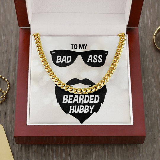 To My Badass Husband Cuban Link Chain Necklace | Gift For Christmas Anniversary & Birthday