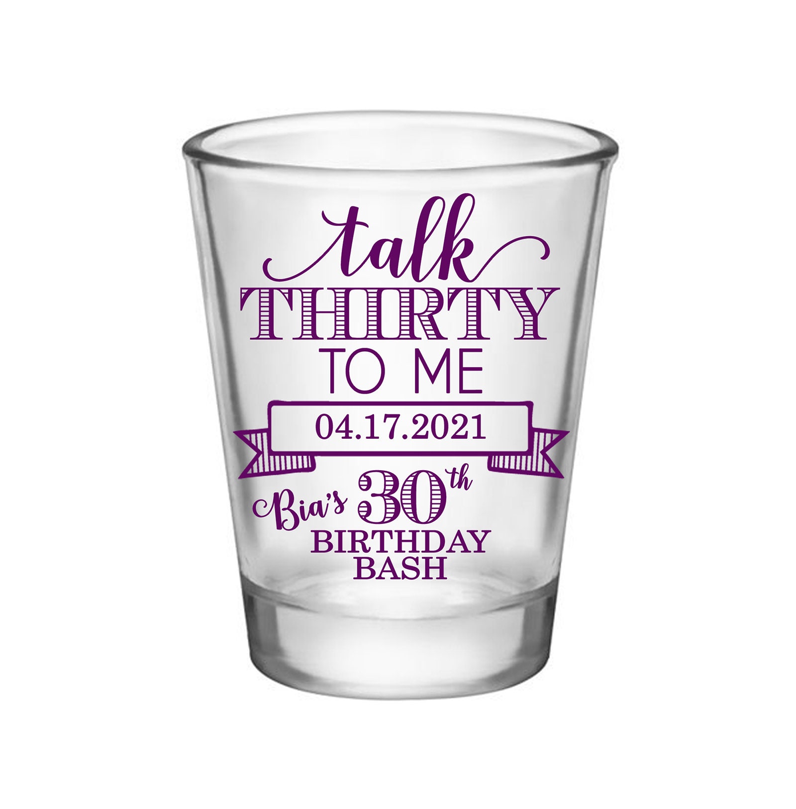 Clear/Frosted 30Th Birthday Party Favors Personalized Gift Funny Shot Glasses | Talk Dirty Thirty 50 Print Colors Any Age