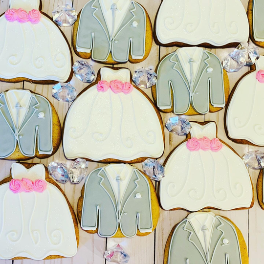 Wedding Cookies 12 Sugar Bridal Wedding Dress Tuxedo Engagement Party Favor