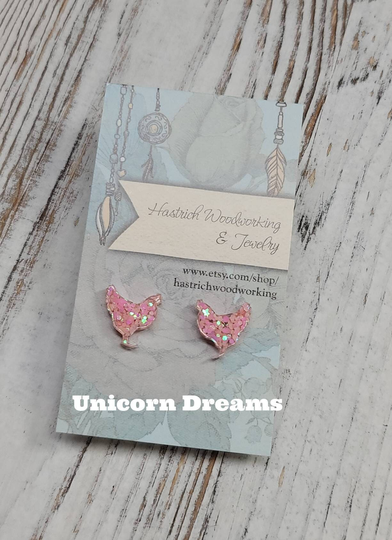 Spring Glitter Chicken Stud Earrings, Post Gifts For Her, Earrings Easter