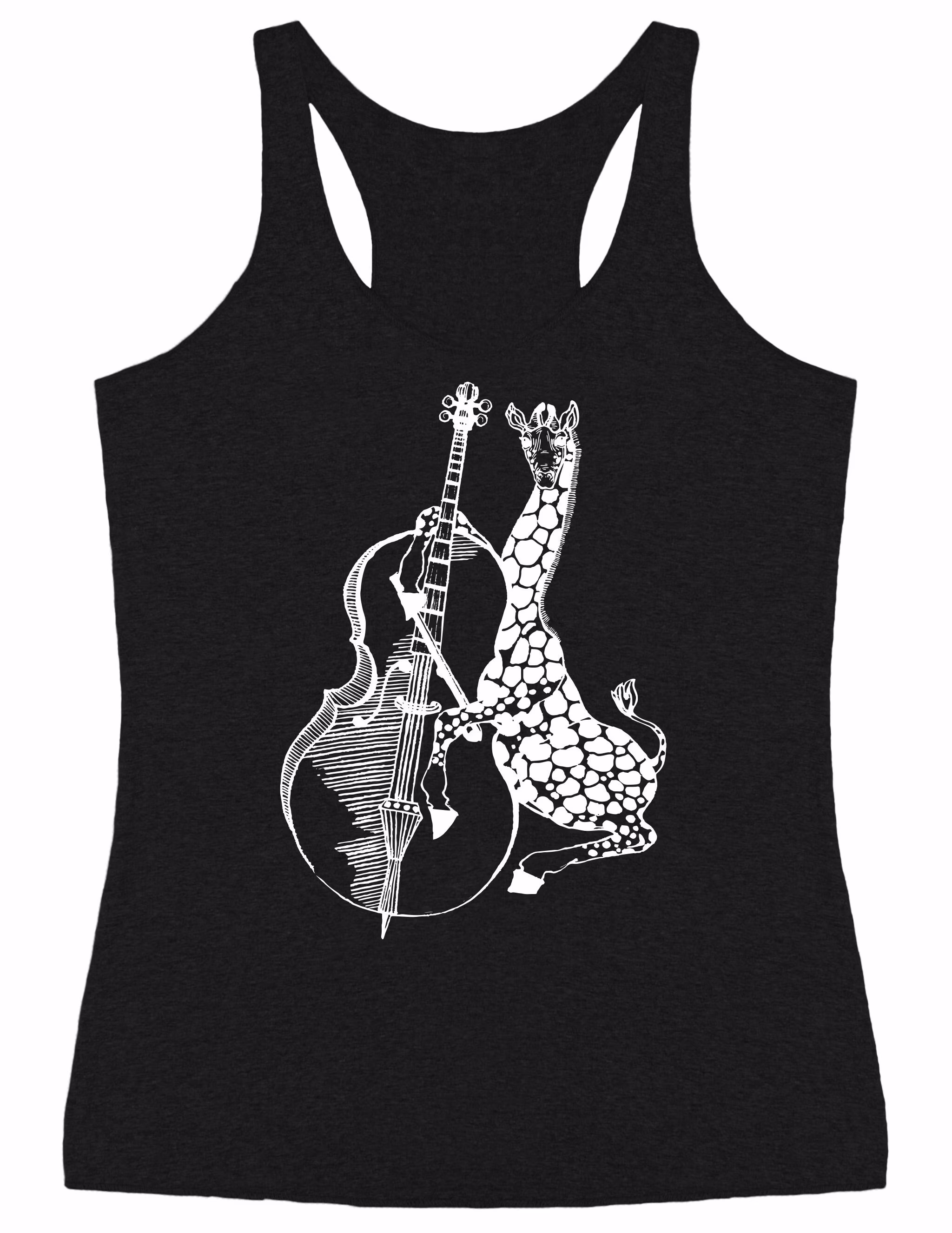 Giraffe Playing Cello Women's Tri-Blend Tank Top Gift For Her, Musician Girlfriend Gift, Gifts Mom Birthday, Cellist Wife Seembo