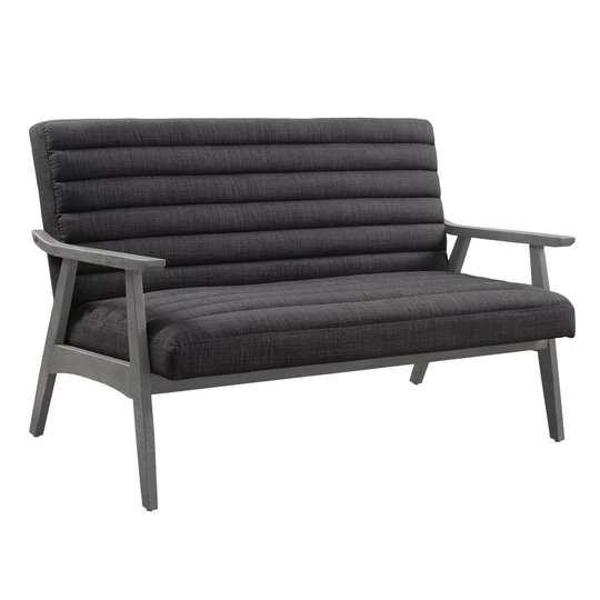 OSP Home Furnishings Asher Midcentury Charcoal Polyester/Blend Loveseat in Gray | ASR52-M78