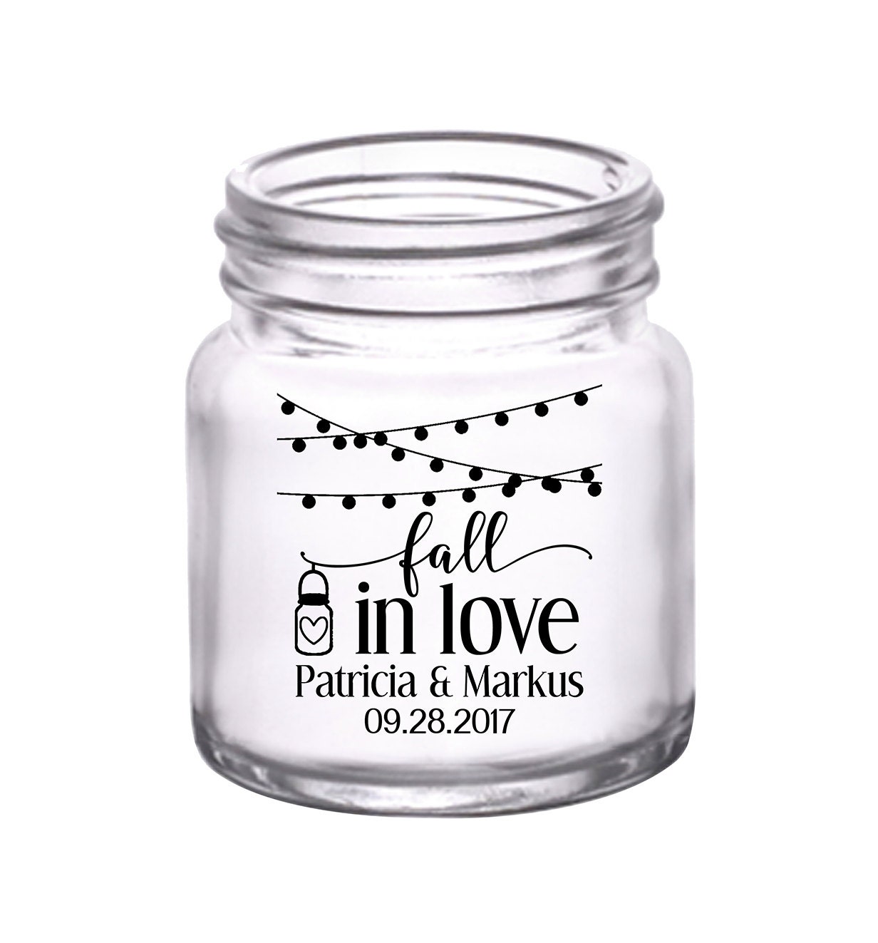 Rustic Wedding Favors Small Mason Jars Shot Glasses Custom Country Unique Fall in Love 7A