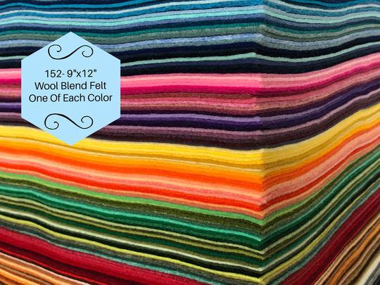 Wool Felt 154 Sheets 9x12 & A Color Chart, One Of Each Color, Blend Sheets, Crafter Gift, Supplies, Hair Bows