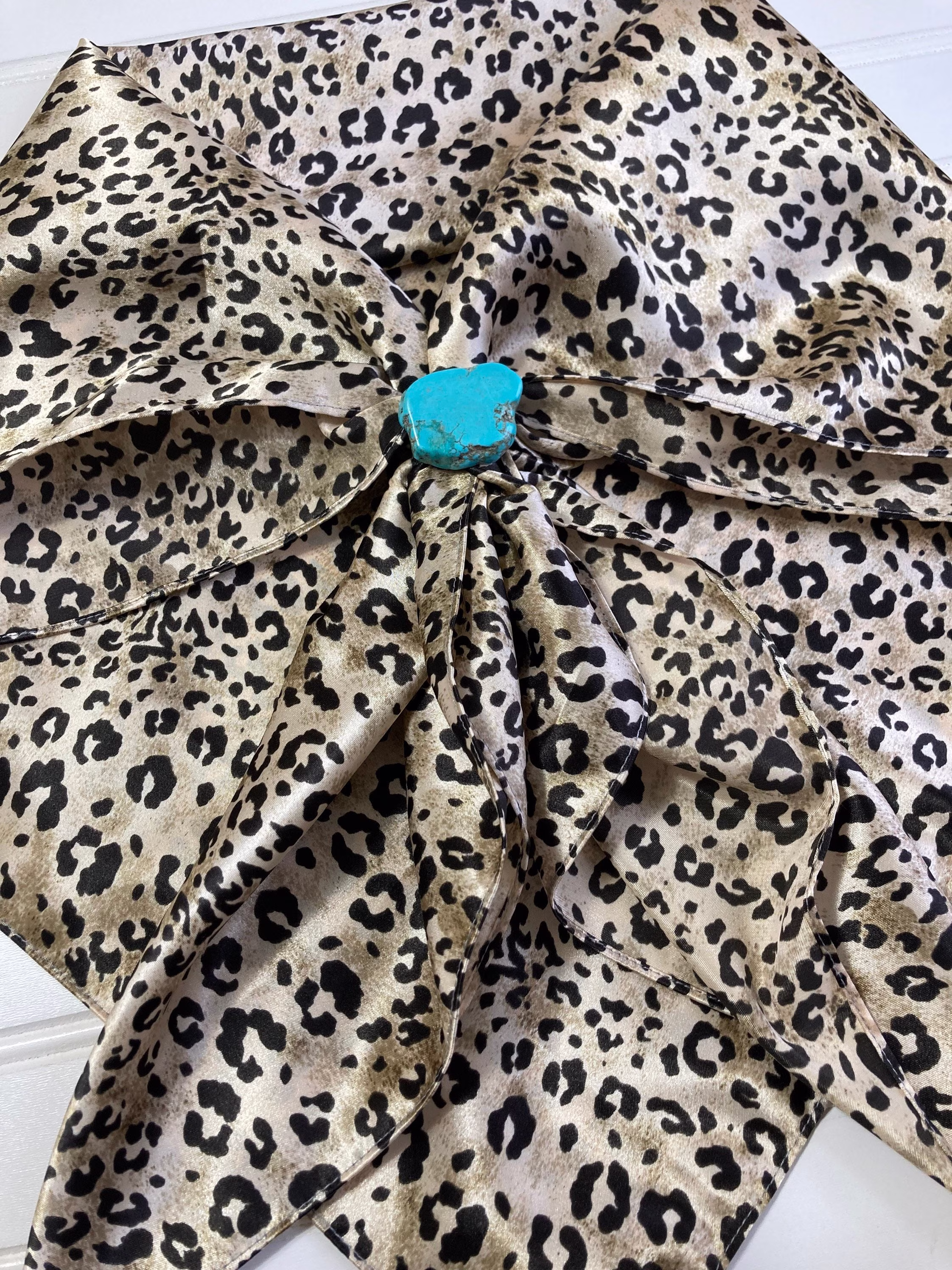 Cheetah Wild Rag, Satin Square Scarf, Silk Hair Bandana