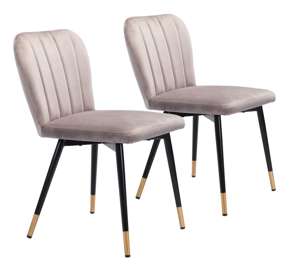 Zuo Modern Set of 2 Manchester Contemporary/Modern Polyester/Polyester Blend Upholstered Dining Side Chair (Metal Frame) in Gray | 101710