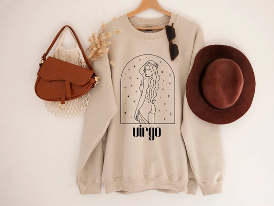 Virgo Sweatshirt, Boho Horoscope, Zodiac Astrology Womens Sweater, Signs Shirt, Celestial Bohemian Constellations Gift For Her