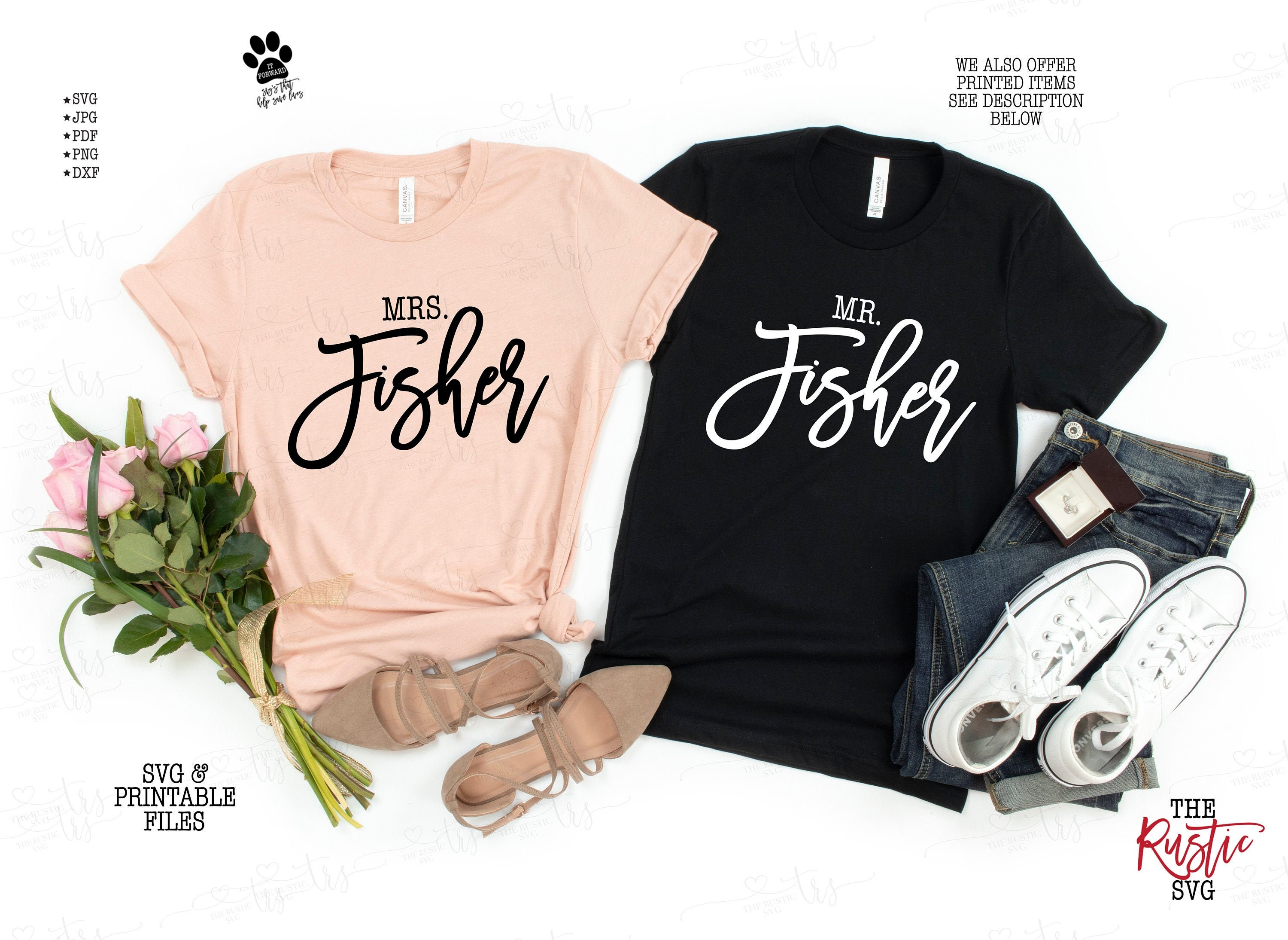 Mr & Mrs Shirts, Honeymoon Svg, Newlywed Last Name Svg Files, Jpg, Png, 002
